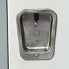 Deep drawn stainless steel recessed handle with gravity lift-type latching is standard for Two-Person and Duplex locker wardrobe doors 