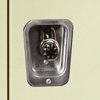 Locks included in stainless steel recessed handles for wardrobe lockers