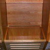 Recruiter Wood Locker - seat compartment fully open and ready to accept sport gear
