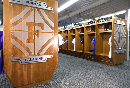 football wood lockers - Furman University
