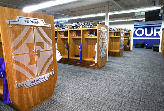 football wood lockers - Furman University